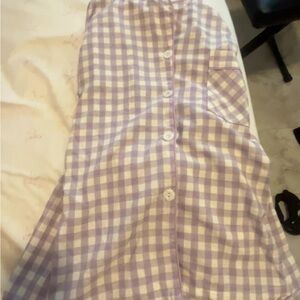 Lavender Gingham Button-Front Women's Skirt